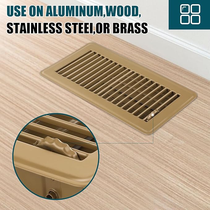 VOISEN Floor Register 4x10, 2 Pack Brown Floor Vent Covers,Heavy Duty Steel Walkable Floor Vents,Vent Covers for Home Floor