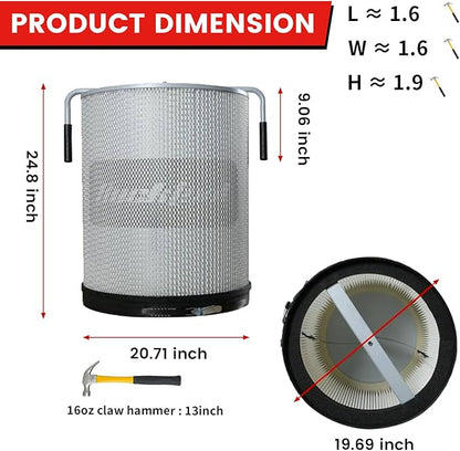 Bucktool 2-Micron Dust Filter, Canister Filter Kit for Bucktool Dust Collector DC1100