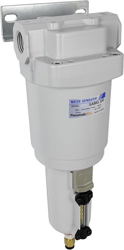 PneumaticPlus SAU470-N04DG-MEP 4 Stage Compressed Air Drying System - Particulate Filter, Coalescing Filter, Pressure Regulator & Water Separator, 1/2" NPT - Auto Drain, Metal Bowl for compressor