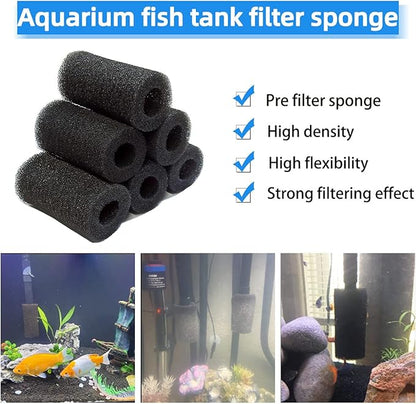 yuntop 6pcs Pre-Filter Sponge, Pre Filter Foam Sponge Roll for Aquarium Fish Tank (6 x 3.5cm /2.4x1.4 inch)