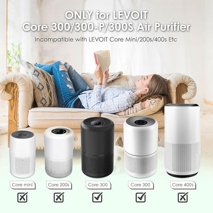 Core 300 Replacement Filter for LEVOIT Core 300 Core300-P Core 300S Core 300-P Air Purifier, Core 300-RF, 3-in-1 HEPA Activated Carbon, 2 Pack
