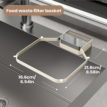 Corner Sink Strainer – PC ABS Iron Art 16.6x21.8x2cm | Foldable Basket Strainer | Sink Food Catcher | Suction Cup Drain Filter For Food Waste Disposal Scrap Collection