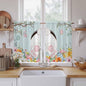 Easter Bunny Kitchen Curtains 54 Inch Long 2 Panel Set,Rod Pocket Window Curtains Panels,Easter Eggs Spring Farmhouse Wood Grain Teal Blue Light Filtering Drapery Draperies for Bathroom 52"W x 54"L