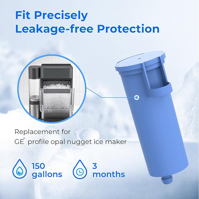 Waterdrop Scale Inhibiting Replacement for GE® Profile Opal Nugget Ice Maker Water Filter, P4INKFILTR, with Ring Pull, NSF 42&372 Certified, BPA-Free, 3 Counts