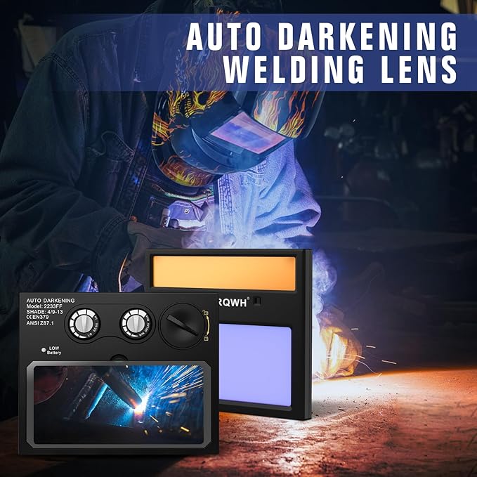 TRQWH Welding Lens - Solar Auto Darkening Welding Helmet Lens True Color Technology with 2 Arc Sensor Ajustable Shade Range 4/9-13 Automatic LCD Lens Dimming Shade Filter 4.33x3.54in Auto Welding Lens