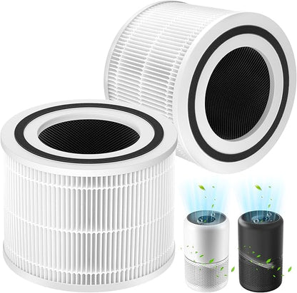 Core 300 Replacement Filter, Compatible with LEVOIT Core 300/300S Air Purifier，3-in-1 H13 Grade True HEPA Replacement Filter, Compare to Part No. Core 300-RF, White,2 pack