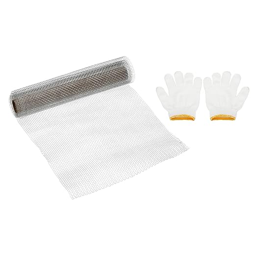 PATIKIL 40"L x 10"W Woven Wire Mesh, 8 Mesh 304 Stainless Steel Air Vent Filter Screen with Gloves for Window Security Vent Cover Filtration Animals Fence
