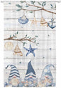 Sheer Curtains 84 Inches Long, Coastal Eucalyptus Semi Sheer Curtains Light Filtering Window Treatment, Ocean Blue Gnomes Starfish Leaf Wood Grain Privacy Voile Drapes for Living Room 52x84 Inch