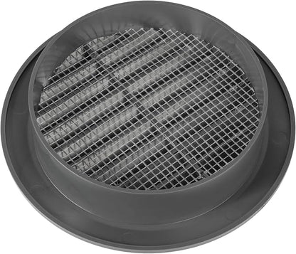 Graphite/Gray 4" Inch Round Ventilation Grille with Screen mesh. (Duct 4Ø / Grille 5Ø) Ventilation Applications. Indoor and Outdoor Vent Cover. Available 3 Sizes / 4 Colors.