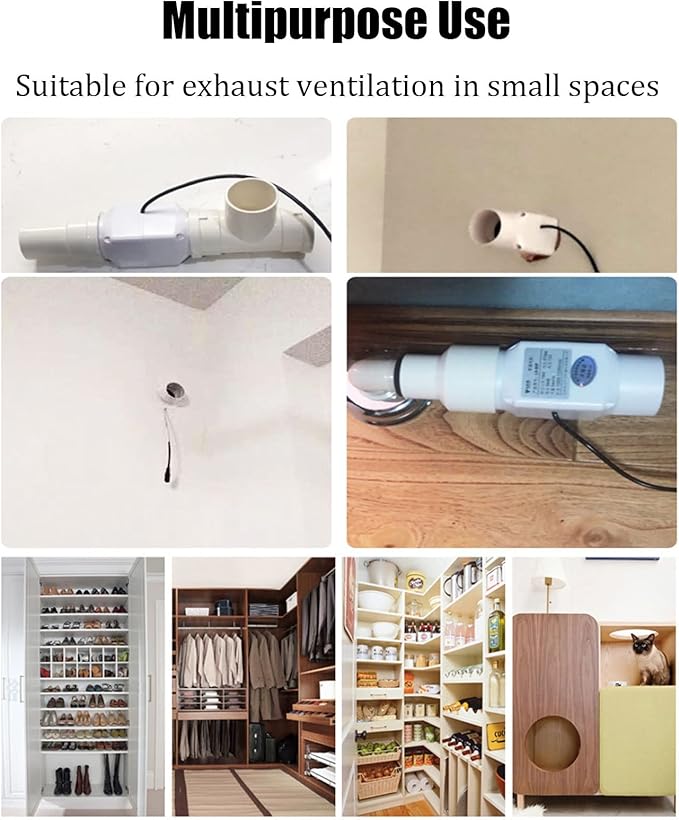 Inline Extractor Duct Fan with Speed Controller 3 inch/75mm Air Diffuser Booster 10W 12V Air Circulation Blower for Greenhouse Attic Wardrobe