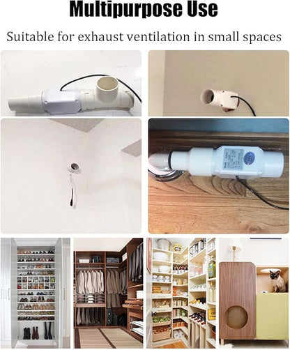 Inline Extractor Duct Fan with Speed Controller 3 inch/75mm Air Diffuser Booster 10W 12V Air Circulation Blower for Greenhouse Attic Wardrobe
