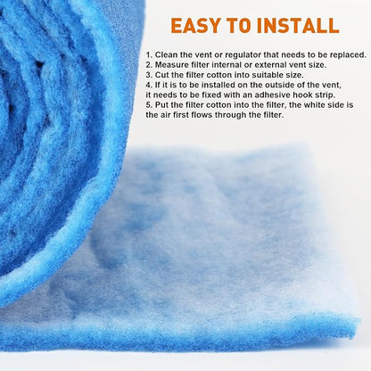 12" x 140" Air Vent Filters Kit - Cut to Size Floor Vent Filters for home. MERV 8 Electrostatic Air Filter Roll & Adhesive Hook Tape(30+ Filters)