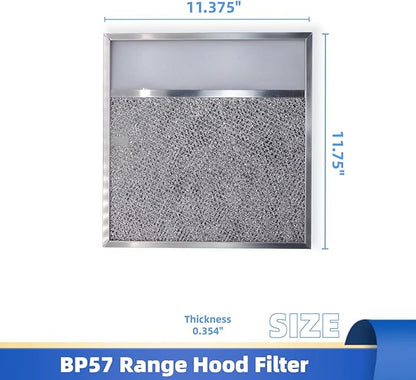 BP57 Range Hood Filter with Light Lens 11-3/8 x 11-3/4 In 1-Pack Stove Hood Vent Aluminum Grease Air Filter for Broan-NuTone 43000 Series Kitchen Exhaust Range Hood
