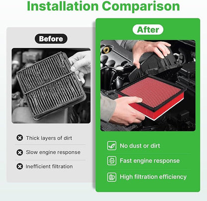 Engine+Cabin Air Filters Kit Fit for Toyota Tacoma V6 3.5L 2016 2017 2018 2019 2020 2021 2022 2023 Engine Air Filter Replacement Cabin Air Filter Accessories# CF10374 CA11895