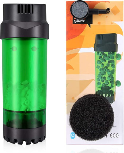 Fluidized Moving Bed Filter Bubble Bio Media Reactor for Aquarium Fish Tank with Air Stone and Sponge Filter