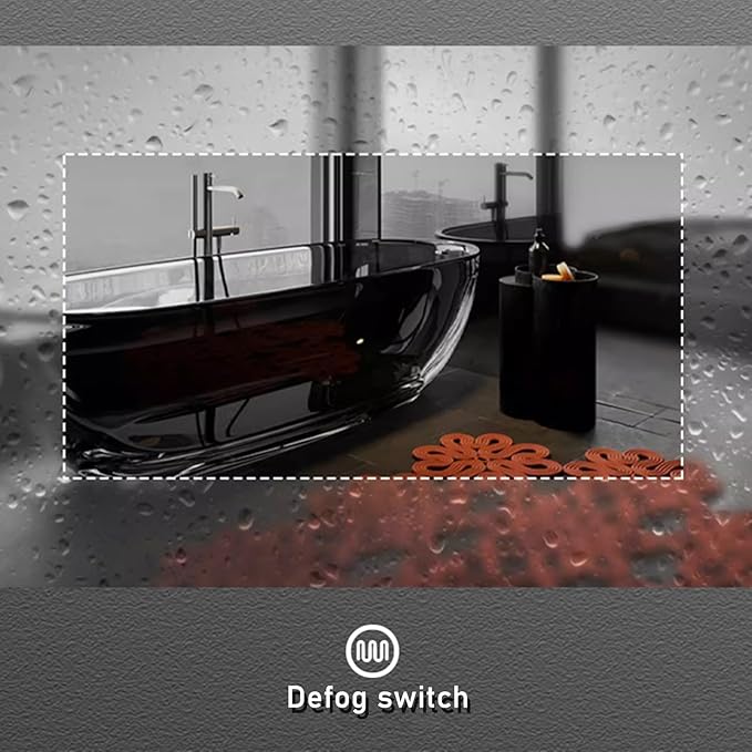 Bathroom Mirror with 3 Colour LED Lights, Wall Mounted Bathroom Vanity Mirror, Demister Heat Pad/Dimming Function/Touch Switch Smart Mirror(A,31.4" x28.3/80x72cm)