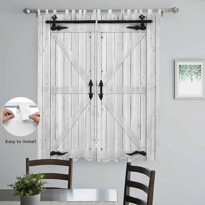 Farmhouse Wood Grain Living Room Curtains 96 Inch Length, Window Curtains Tab Top, Vintage Country Barn Gate Grey Light Filtering Window Treatments Drapes 52"x96" 2 Panel