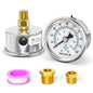 MEANLIN MEASURE 0~200Psi Dry Pressure Gauge Stainless Steel 1/4" NPT 2" FACE DIAL Waterproof for Air Compressor Air Regulator Water Filter Center Back Mount, with 1/2" NPT and 3/8" NPT Hex Bushing