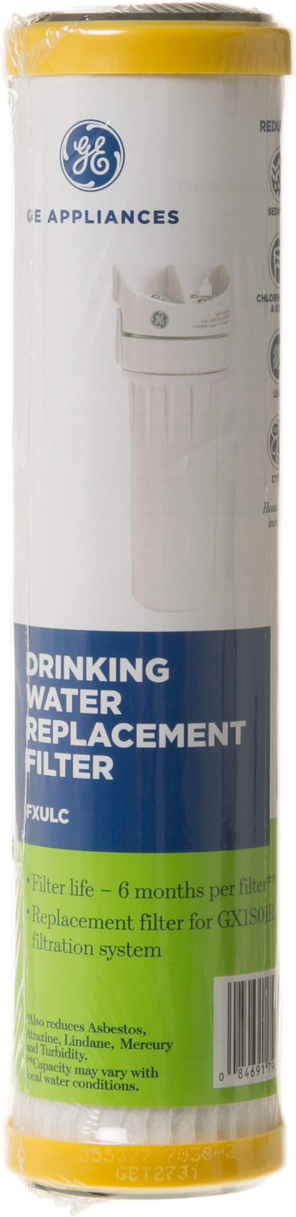 GE Advanced Single Stage Drinking Water System Replacement Filter, Fits GX1S01R Under Sink Filtration System, Replace Every 6 Months, FXULC