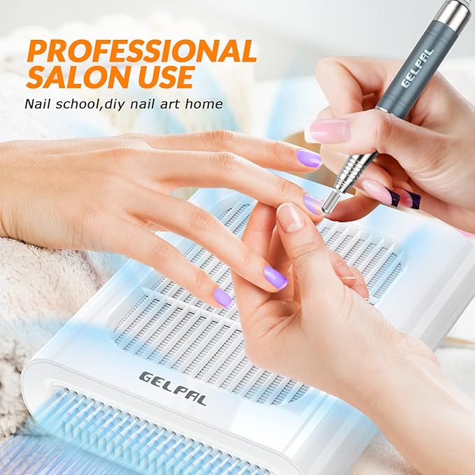Professional Nail Dust Collector, Adjustable Nail Dust Collector for Acrylic Nails , Electric Nail Vacuum Fan, Low Noise, Dust Collector for Nail Polishing &Salon.White.