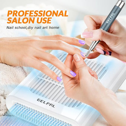 Professional Nail Dust Collector, Adjustable Nail Dust Collector for Acrylic Nails , Electric Nail Vacuum Fan, Low Noise, Dust Collector for Nail Polishing &Salon.White.