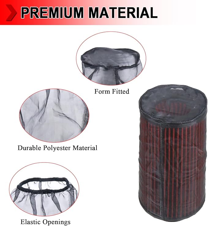 Universal 9 Inch Air Filter Cover, Air Intake Filter Sock Cover, Motorcycle Waterproof Air Filter Rain Sock Dustproof Protective Cover (Filter L), Pack of 2