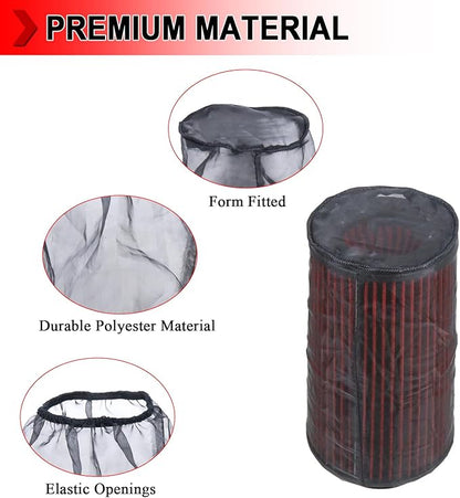 Universal 9 Inch Air Filter Cover, Air Intake Filter Sock Cover, Motorcycle Waterproof Air Filter Rain Sock Dustproof Protective Cover (Filter L), Pack of 2