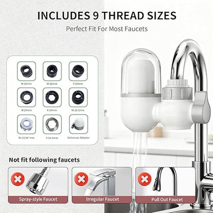 Sinks-Mounted faucetfilterefficientwaterpurificationsystemeffectivelyremovesunpleasantchlorineodorand impurities, suitablefor15/16 13/15 inch and 3/4 inch Kitchen (White)