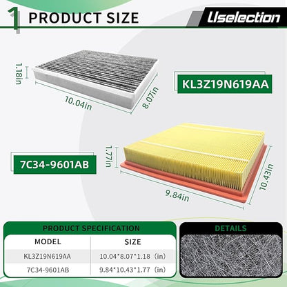 Cabin Engine Air Filter W/Activated Carbon Kit for Ford F150(2015-2025) 2.7L 3.0L 3.3L 3.5L 5.0L, Ford Expedition Lincoln Navigator(2018-2024), selected models # FL3Z19N619A 7C3Z9601A FP79 FA1883