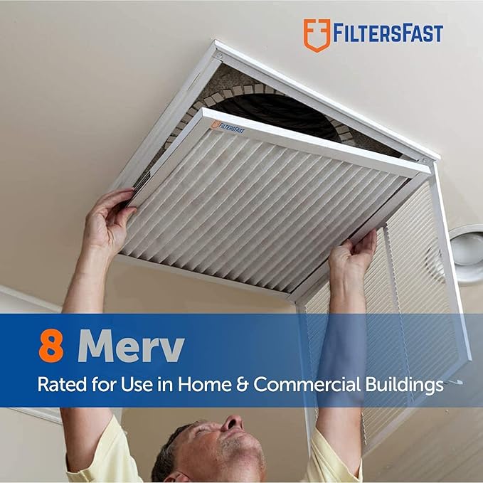 Filters Fast 24x30x2 Pleated Air Filter Merv 8, 2” AC Furnace Air Filters, Made in the USA, Actual Size 23.5x29.5x1.75, 6 Pack