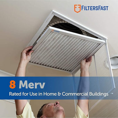 Filters Fast 24x30x2 Pleated Air Filter Merv 8, 2” AC Furnace Air Filters, Made in the USA, Actual Size 23.5x29.5x1.75, 6 Pack