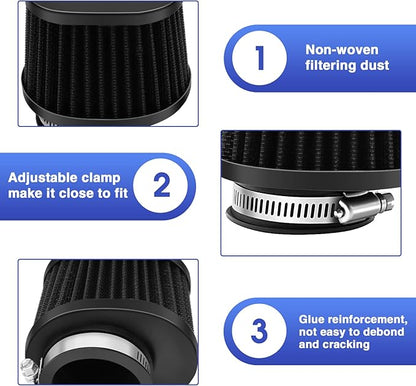 2PCS Motorcycle Air Filter Universal 42MM Replacement Engine Filter Dirt Bike High Performance Air Filters Fit Motocross Carburetor Cleaner for Pit Bike Scooter Moped ATV (Black)