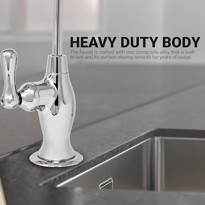 Metpure Non-airgap NSF Certified RO Faucet Reverse Osmosis Drinking Water Filtration System Water Dispenser Spout (Chrome). Vase Style with Faucet Wrench.