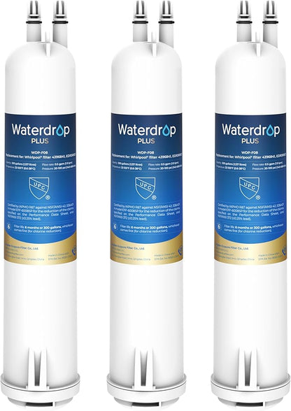 Waterdrop Plus EDR3RXD1 Replacement for Everydrop® Filter 3, 4396841, 4396710, Kenmore® 46-9083, 46-9030, WDP-F08, NSF/ANSI 401&53 Refrigerator Water Filter, 3 Filters
