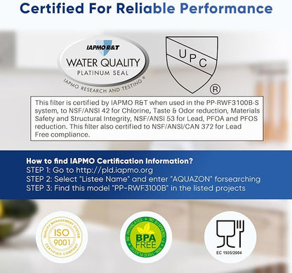 PUREPLUS 9000194412 NSF 53&42 Certified Refrigerator Water Filter Replacement for Bosch Ultra Clarity BORPLFTR10,REPLFLTR10, 11034152, 644845,B26FT70SNS, B22CS80SNS, B22CS50SNS, Haier 0060820860,3PACK