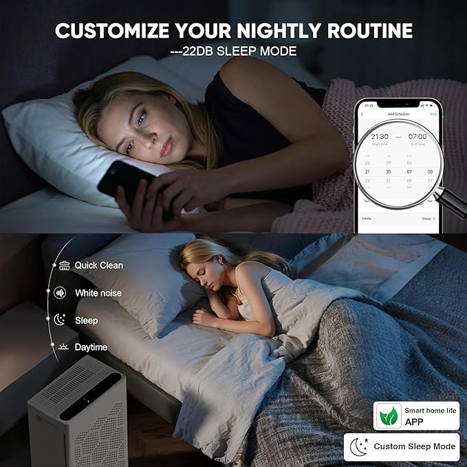 DAYETTE Air Purifiers for Home Large Room Up to 2400 Ft² with Fragrance, Smart WiFi Alexa Control,Auto Mode, HEPA Air Purifier with Washable Prefilter for Bedroom, Dorm Room, Pets, Office