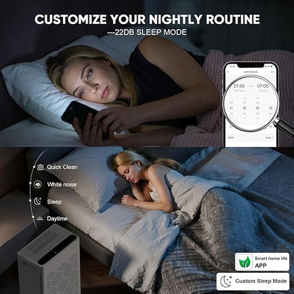 DAYETTE Air Purifiers for Home Large Room Up to 2400 Ft² with Fragrance, Smart WiFi Alexa Control,Auto Mode, HEPA Air Purifier with Washable Prefilter for Bedroom, Dorm Room, Pets, Office