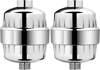 AquaBliss High Output Universal Shower Filter with Replaceable Multi-Stage Filter Cartridge – Transform Itching, Eczema & Acne into Glowing Hair, Nails & Skin Fast - Chrome (SF220) (Pack of 2)
