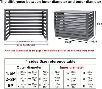 Split Air Conditioner Fence Privacy Screen 4 Panel, Aluminum Air Conditioner and Heat Pump Cover, Trash can Enclosure, Outdoor Flower Stand (White 100x50x70cm/39x20x28in)