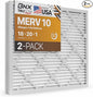BNX TruFilter 18x20x1 MERV 10 (2-Pack) AC Furnace Air Filter - MADE IN USA - Pleated Air Conditioner HVAC AC Furnace Filters - Removes Odor, Mold, Bacteria, Smoke