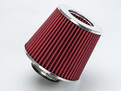Rtunes Racing Universal Clamp-On Air Filter, Standard Cone, Dry Washable Design, Multiple Inlet Sizes (Red, 3.5" Inch)