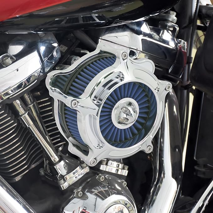HDBUBALUS Motorcycle Air Filter Air Cleaner Intake System Cleaner Fit For Harley M8 Touring 2017-2023 Softail 2018-2024 Trike 2017-2025 Chrome