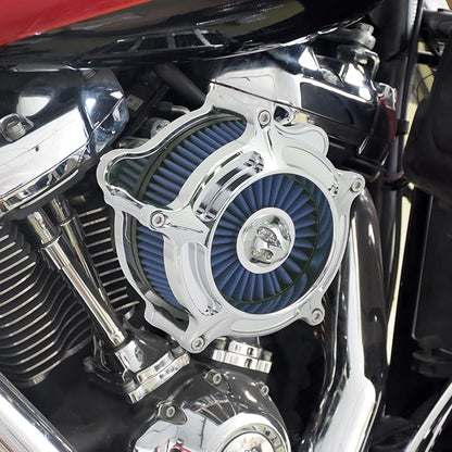 HDBUBALUS Motorcycle Air Filter Air Cleaner Intake System Cleaner Fit For Harley M8 Touring 2017-2023 Softail 2018-2024 Trike 2017-2025 Chrome