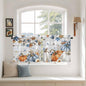 Thanksgiving Pumpkin Kitchen Tier Curtains 36 Inch Long 2 Panel Set,Rod Pocket Half Window Curtains Over Sink,Fall Maple Leaf Daisy Wooden Grain Short Drapes for Bathroom Cafe 27.5"W x 36"L