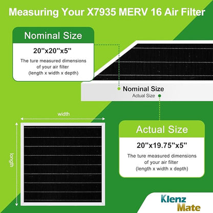Upgraded 2 - Pack X7935 20x20x5 MERV 16 Air Filter Bundle,Carbon Clean Healthy Climate,Replacement Filter Media for HCC14-23 Lennox & Honeywell FC100A1011/FC200E1011 (2 - Pack)