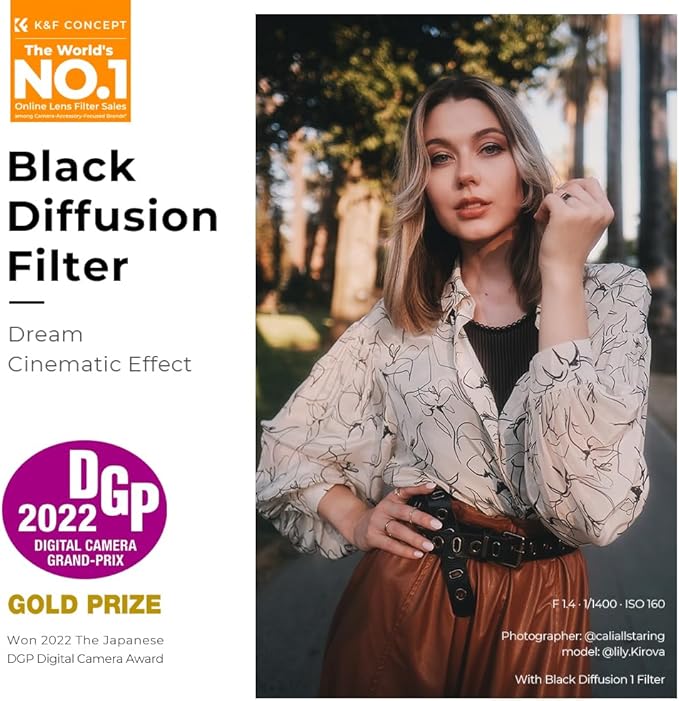 K&F CONCEPT 72mm Black Diffusion 1/2 Filter Mist Cinematic Effect Lens Filter with 28 Multi-Layer Coatings Waterproof/Scratch Resistant for Video/Vlog/Portrait Photography (Nano-X Series)