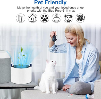 511i Max Filter Replacement Compatible with Blueair Blue Pure F5MAX, Blue Pure 511i Max, Silent Air Cleaner,Premium Particle Dust Filter&Smoke Smell Odor Activated Carbon Filter, 2Packs