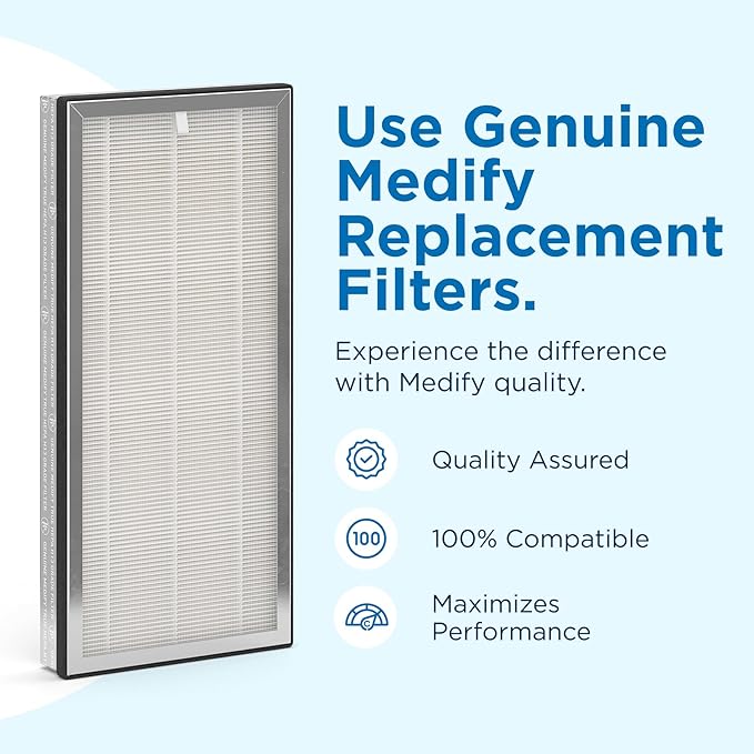 Medify Air MA-40 Genuine Replacement Filter | for Allergens, Wildfire Smoke, Dust, Odors, Pollen, Pet Dander | 3 in 1 with Pre-filter, H13 HEPA, and Activated Carbon | Removal to 0.1 Microns | 1-Pack