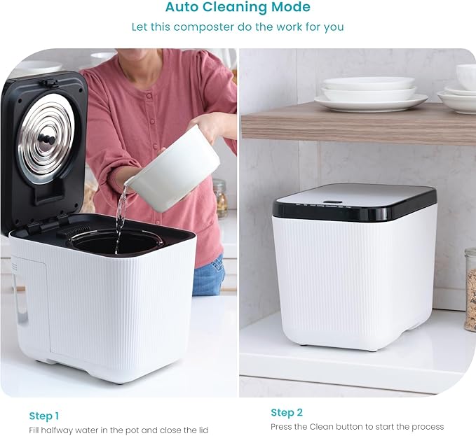 Home Zone Living Electric Composter for Kitchen, Helps Turn Food Waste Into Pre-Compost, Features Auto-Cleaning Cycle, Large Capacity 3 Liters Size