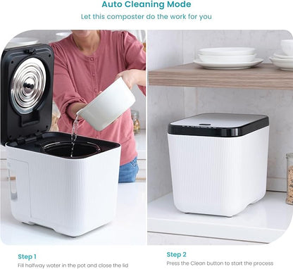 Home Zone Living Electric Composter for Kitchen, Helps Turn Food Waste Into Pre-Compost, Features Auto-Cleaning Cycle, Large Capacity 3 Liters Size